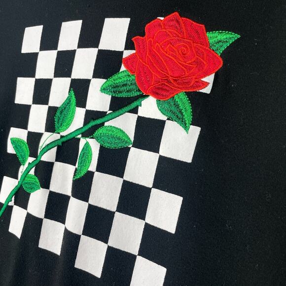 Brooklyn Cloth Mfg. Co. Checkerboard Rose Hoodie Sweatshirt Black Size Small - Picture 2 of 7